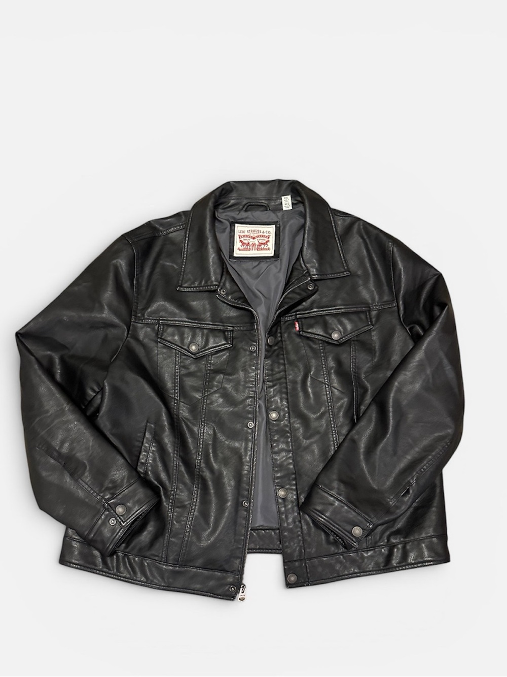 Levi's Black Faux Leather Bomber Jacket